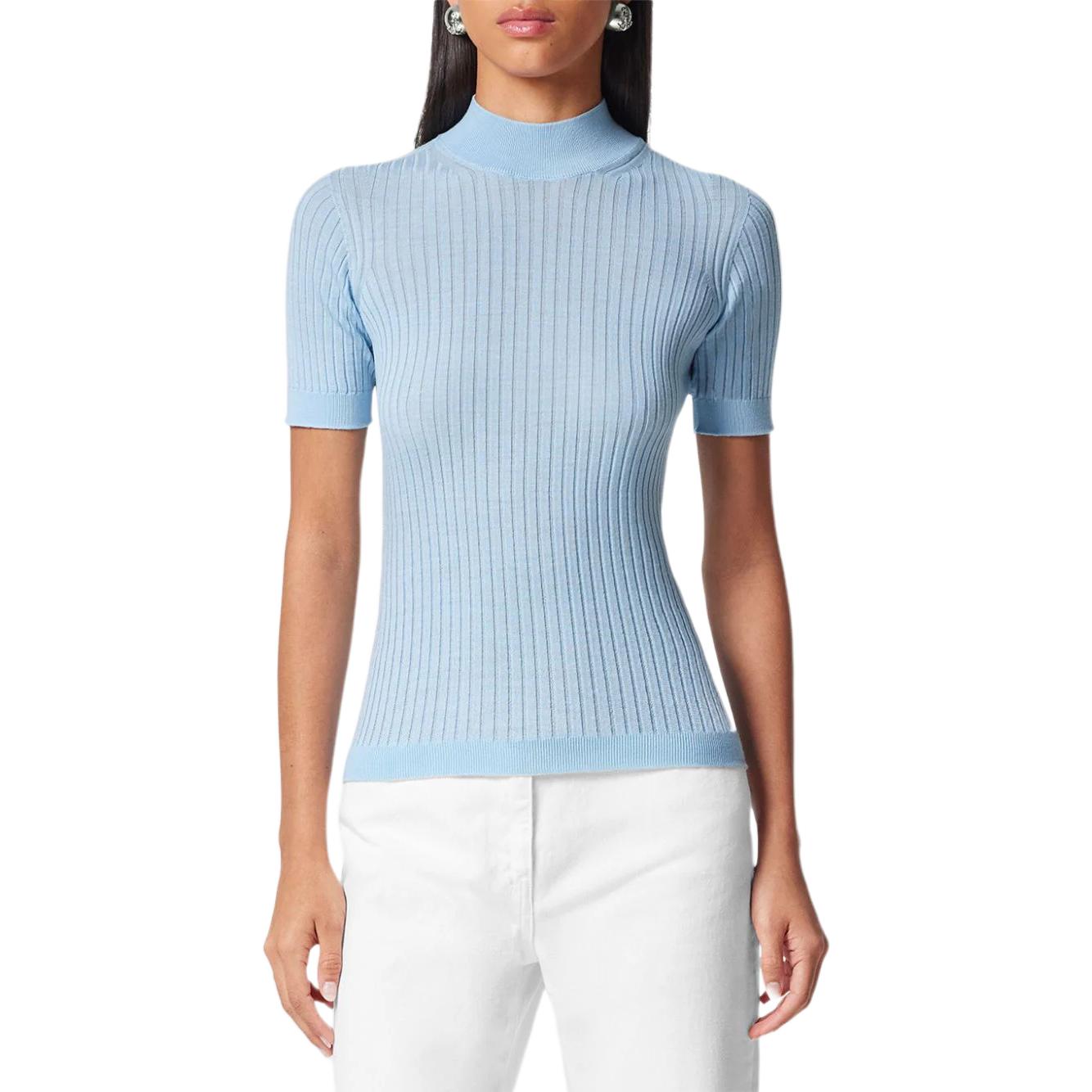 (Women) VERSACE  FW23 Solid Color Half-Turtleneck Knit Short Sleeve Shirt. 1011345-1A10013-1PQ10 圖 10