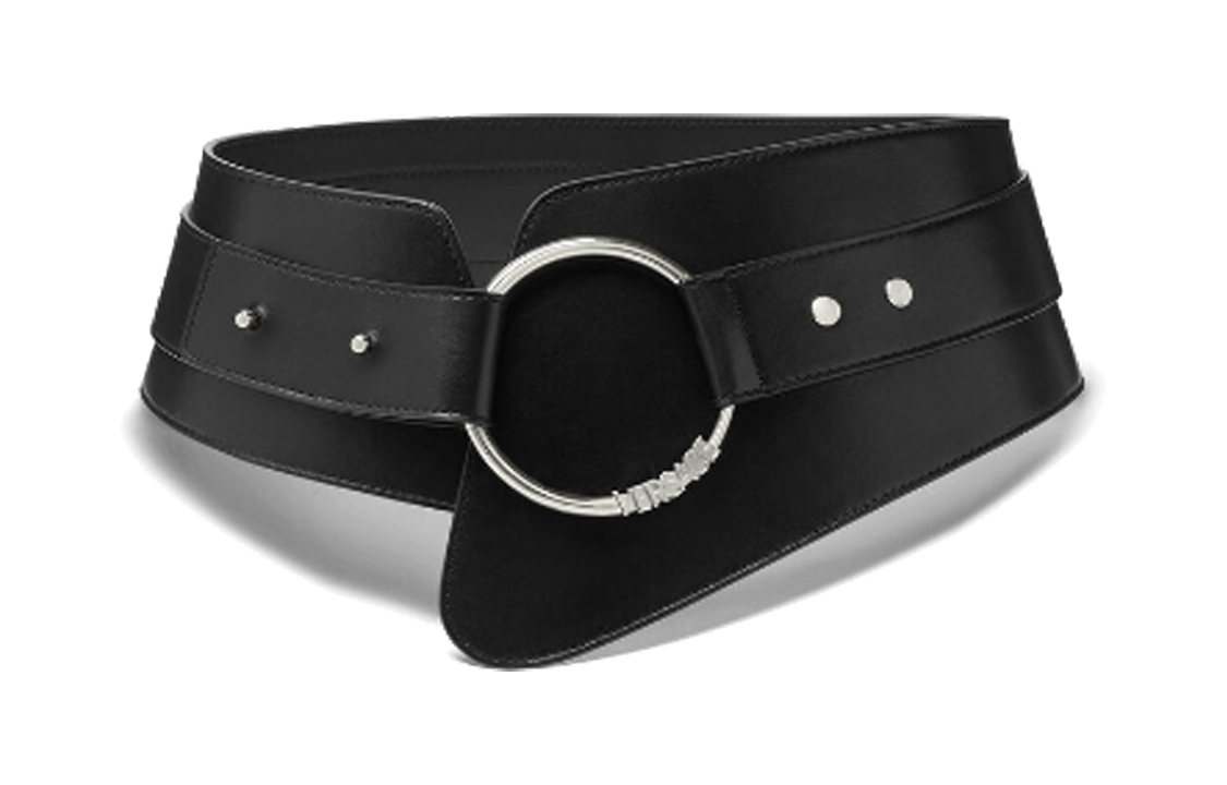 (Women) VERSACE  High-Waisted Asymmetric Black Leather Belt 8.5-14.5cm Wide 1011514-1A06397_1B00P