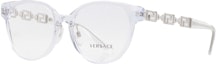 Order (Women) VERSACE Irregular Acetate Optical Glasses Transparent with Side Logo. VE3302D14854