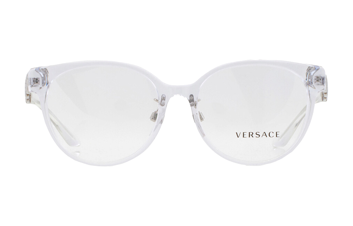 Lookbook (Women) VERSACE  Irregular Acetate Optical Glasses Transparent with Side Logo. VE3302D14854