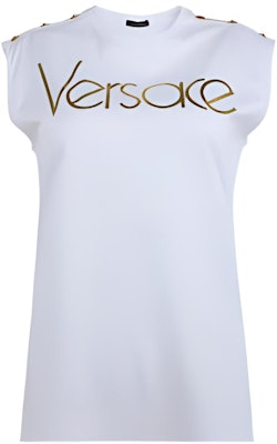 (W) VERSACE Baju-T Putih Solid Tanpa Lengan Panjang. A80339-A201952-A1001 Buy (W) VERSACE Baju-T Putih Solid Tanpa Lengan Panjang. A80339-A201952-A1001
