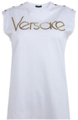 (W) VERSACE Baju-T Putih Solid Tanpa Lengan Panjang. A80339-A201952-A1001 Order (W) VERSACE Baju-T Putih Solid Tanpa Lengan Panjang. A80339-A201952-A1001