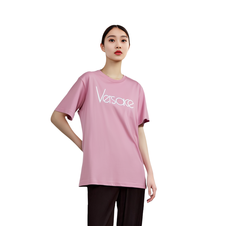 (Women) VERSACE  Loose Fit Letter Crew Neck Pink T-Shirt. 1012615-1A09120-2PO70 圖 5