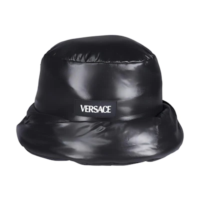(Women) VERSACE Nylon Bucket Hat with Solid Color and Logo Design. 10075421A053011B000