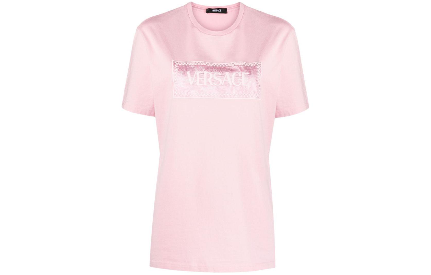 (Women) Versace  Pink Logo Print Crewneck Slim Fit T-Shirt 1013600-1A10135-1PR20 圖 2