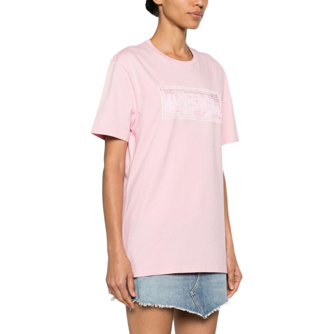 (Women) Versace  Pink Logo Print Crewneck Slim Fit T-Shirt 1013600-1A10135-1PR20 圖 5