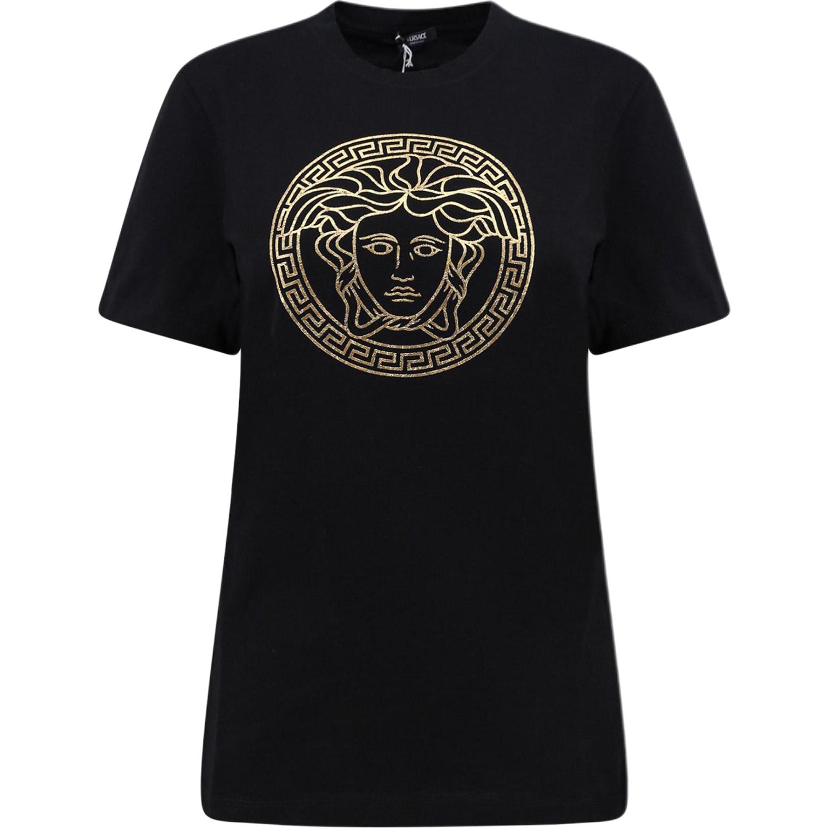 (Women) VERSACE  Slim Fit Graphic Crewneck Black Short Sleeve T-Shirt. 1014271-1A10145-2B150