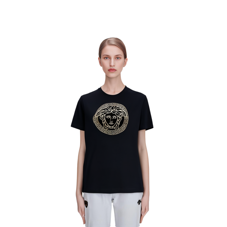 (Women) VERSACE  Slim Fit Graphic Crewneck Black Short Sleeve T-Shirt. 1014271-1A10145-2B150 圖 4