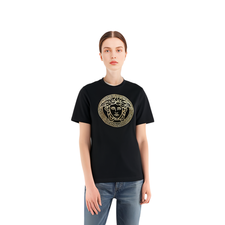 (Women) VERSACE  Slim Fit Graphic Crewneck Black Short Sleeve T-Shirt. 1014271-1A10145-2B150 圖 5