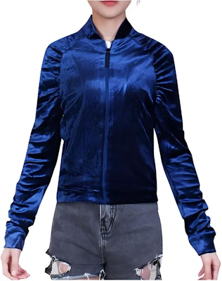 (W) VERSACE Jaket Baseball Warna Polos Biru dengan Resleting AUD11003-AV00197-A1384 Buy (W) VERSACE Jaket Baseball Warna Polos Biru dengan Resleting AUD11003-AV00197-A1384