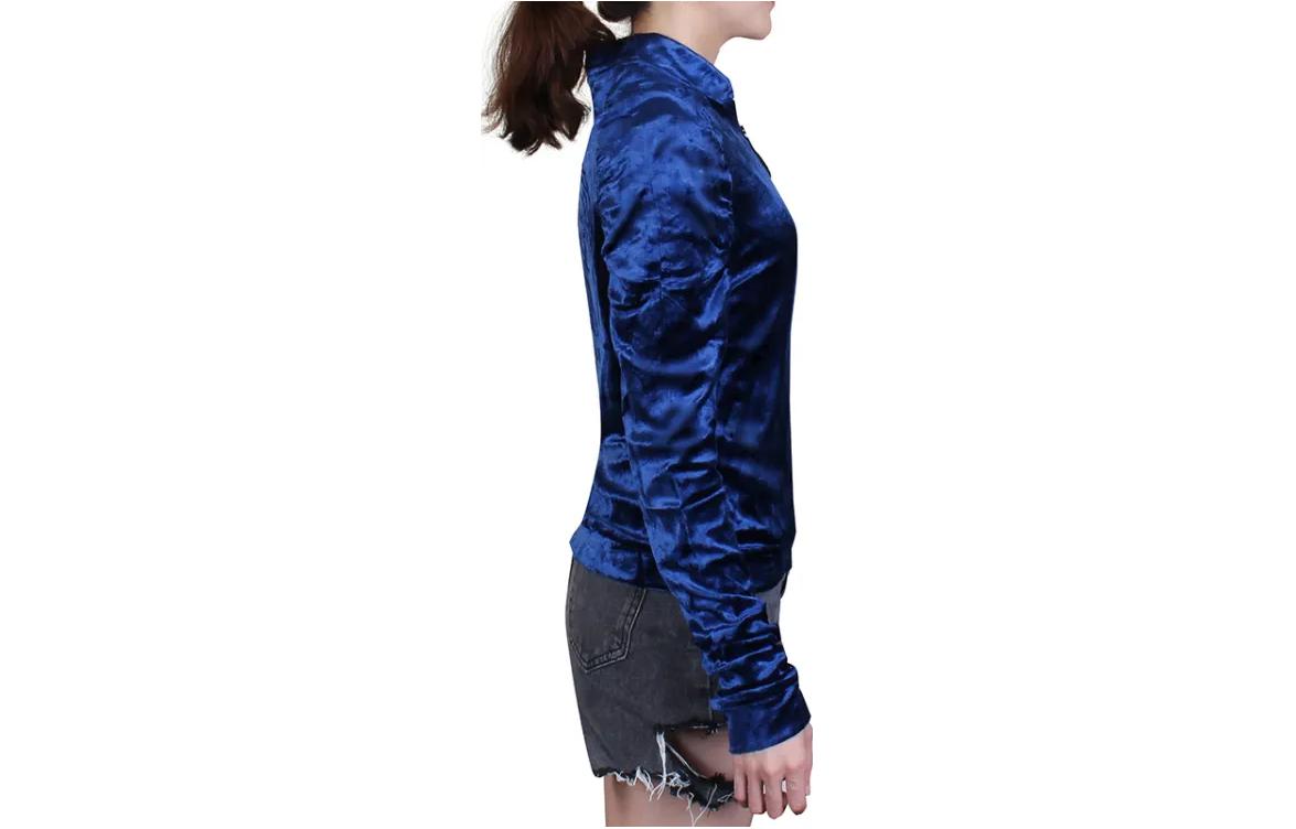 Shop (W) VERSACE Jaket Baseball Warna Polos Biru dengan Resleting AUD11003-AV00197-A1384