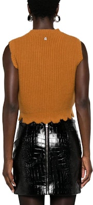 (W) 베르사체 솔리드 립 슬리브리스 니트 탑 카라멜 브라운 1012122-1A08746-1NA60 Shop (W) 베르사체 솔리드 립 슬리브리스 니트 탑 카라멜 브라운 1012122-1A08746-1NA60