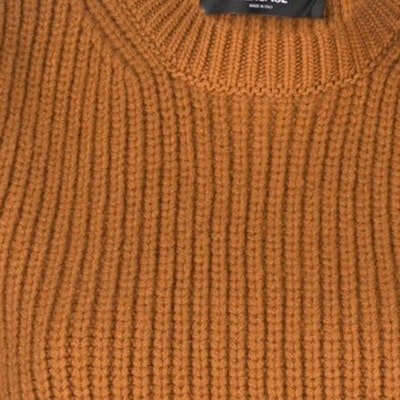 (W) 베르사체 솔리드 립 슬리브리스 니트 탑 카라멜 브라운 1012122-1A08746-1NA60 Sizing (W) 베르사체 솔리드 립 슬리브리스 니트 탑 카라멜 브라운 1012122-1A08746-1NA60