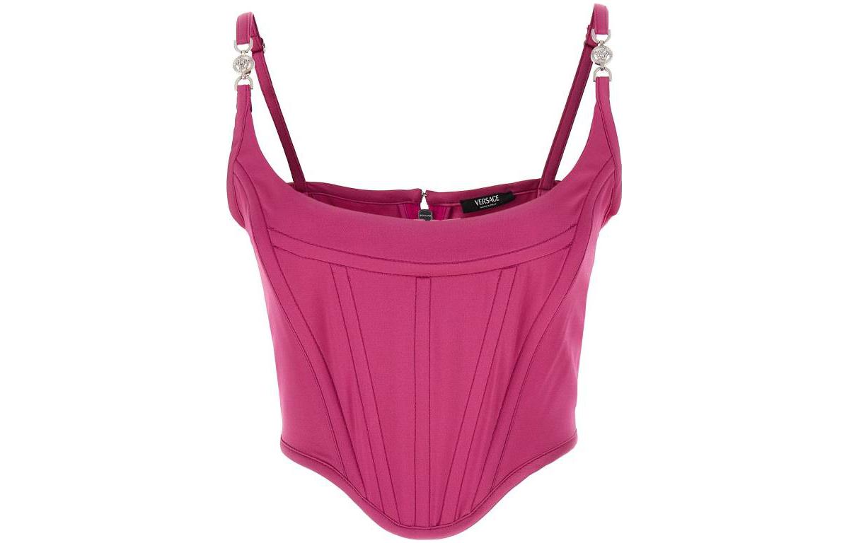 (Women) VERSACE  Solid Slim-Fit Sleeveless Tube Top in Rosy Pink. 1006669-1A00540-1PP40