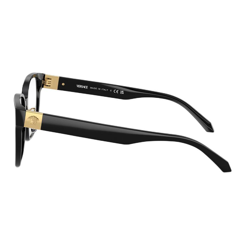 Shop (W) VERSACE Gafas Ópticas Cuadradas de Acetato Negras con Patillas con Logo O3360D-OGB154_RTU_TU_ONUL