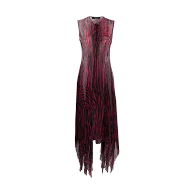 (Women) VERSACE SS23 Abstract Striped Sleeveless Dress in Pink. 1010008-1A07273-5BA50