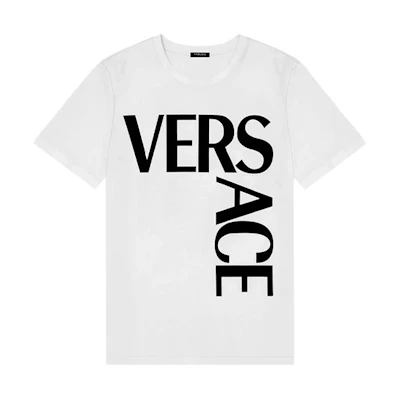 (Women) VERSACE White Crewneck Short Sleeve T-Shirt with Logo Print Design 1001589-1A00603-2W020