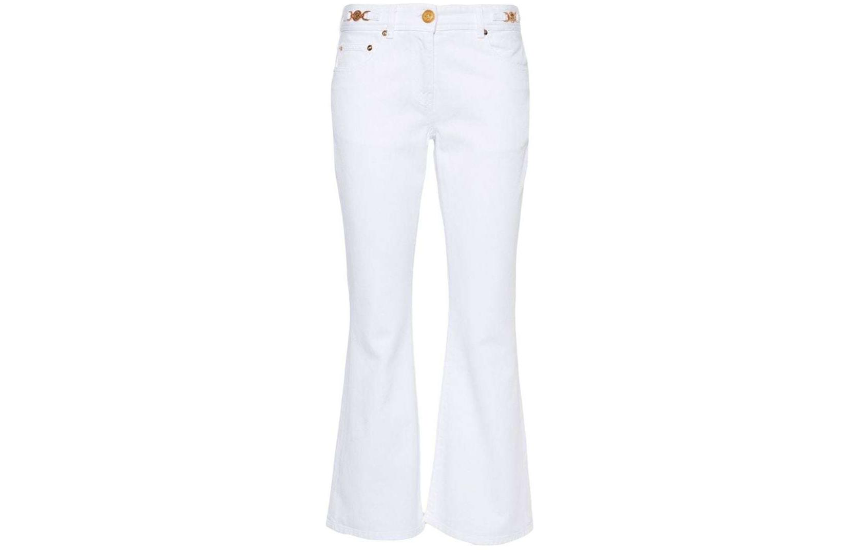 (Women) VERSACE  White Flared Jeans with Zipper Pocket Design. 1014103-1A08570-1D110 圖 2