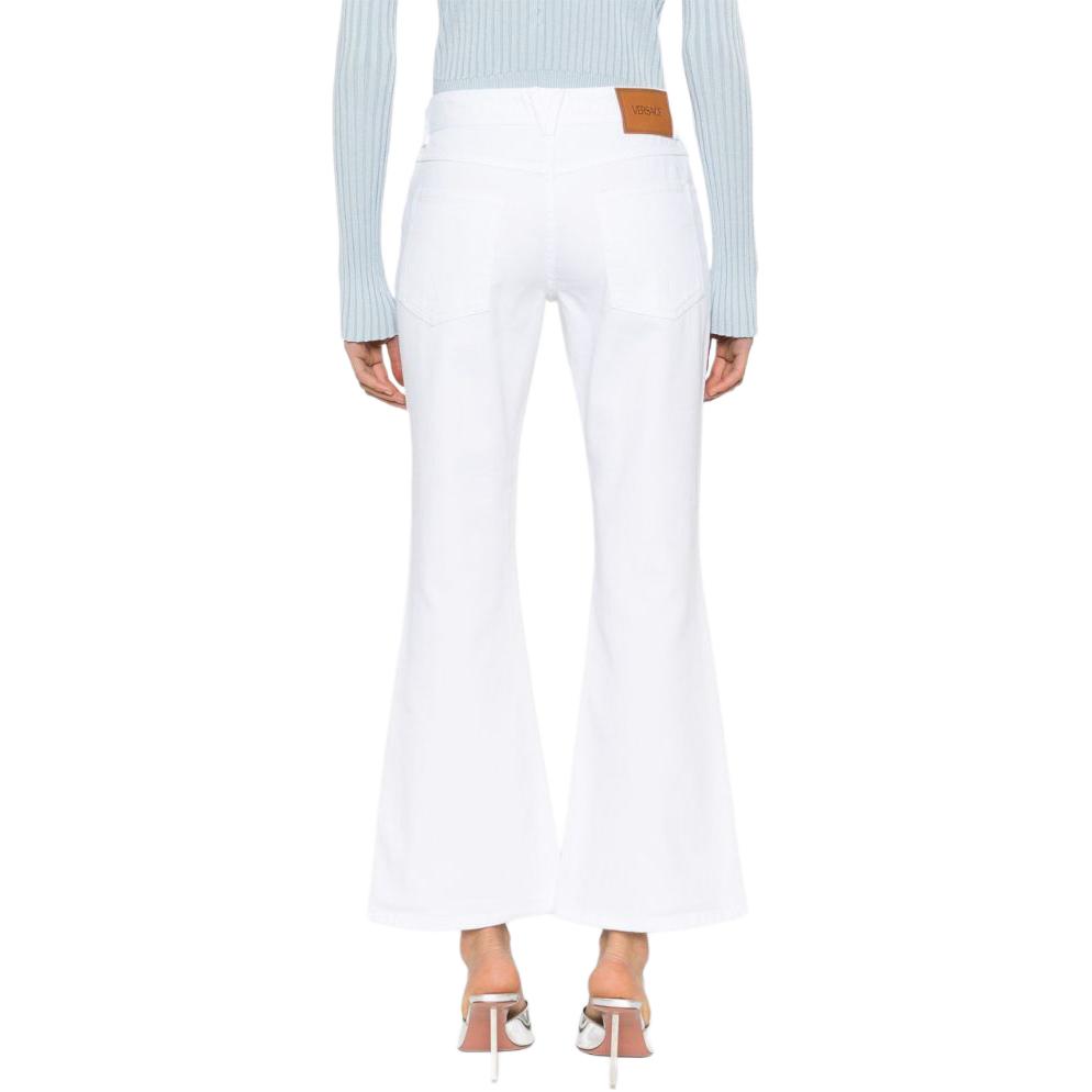 (Women) VERSACE  White Flared Jeans with Zipper Pocket Design. 1014103-1A08570-1D110 圖 4