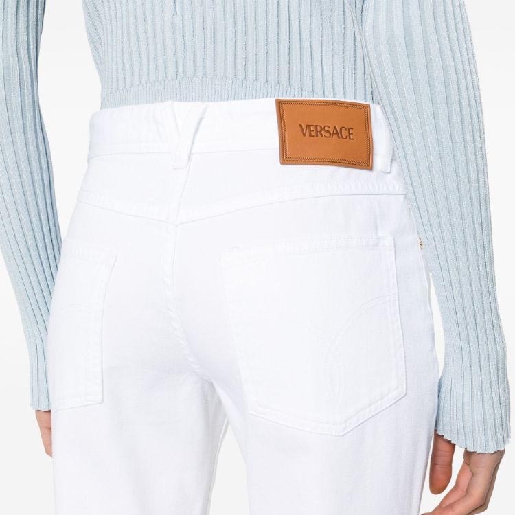 (Women) VERSACE  White Flared Jeans with Zipper Pocket Design. 1014103-1A08570-1D110 圖 6