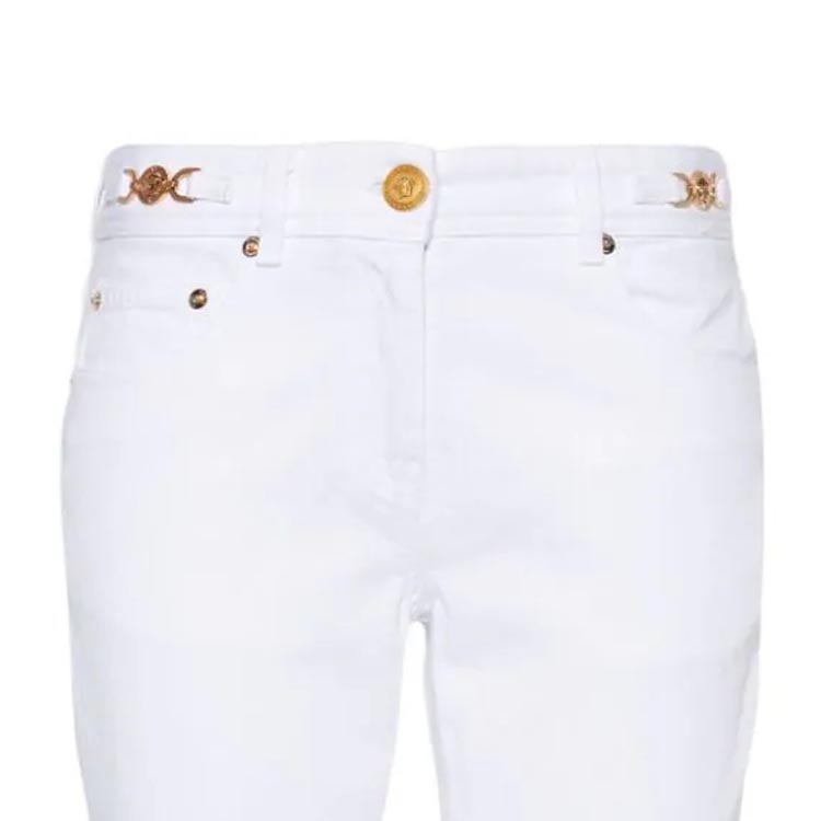 (Women) VERSACE  White Flared Jeans with Zipper Pocket Design. 1014103-1A08570-1D110 圖 7
