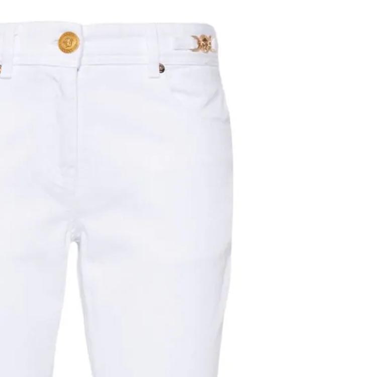 (Women) VERSACE  White Flared Jeans with Zipper Pocket Design. 1014103-1A08570-1D110 圖 8