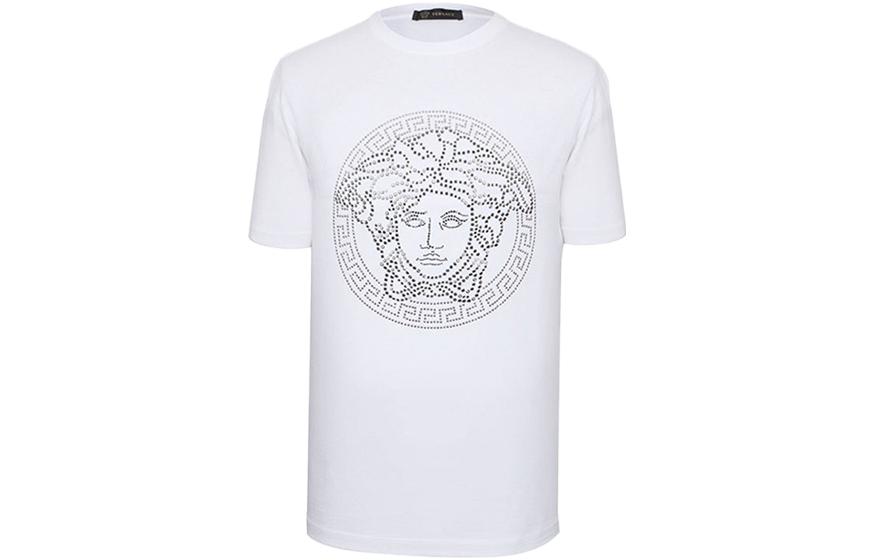 (Women) VERSACE  White Medusa Rhinestone Print Short Sleeve T-Shirt. A79223-A224620-A911 圖 2