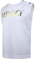 (Women) VERSACE White Sleeveless Tee with Letter Print. A79103-A201952-A1001 (Women) VERSACE White Sleeveless Tee with Letter Print. A79103-A201952-A1001