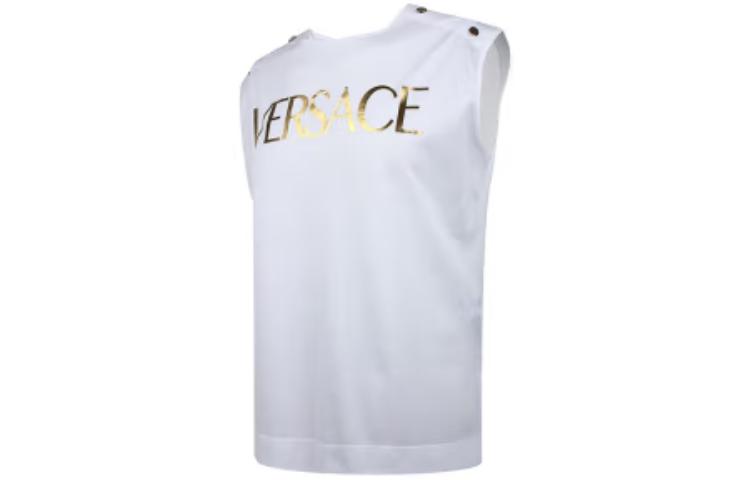 Order (W) Camiseta sin mangas blanca VERSACE con estampado de letras. A79103-A201952-A1001