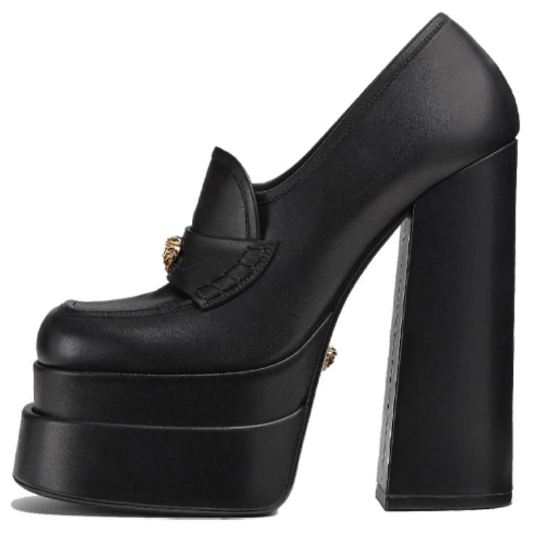 Buy (W) Versace Aevitas 155mm Kasut Loafer Bertapak Tinggi Kulit Hitam 1001790-DVT2P_1B00V