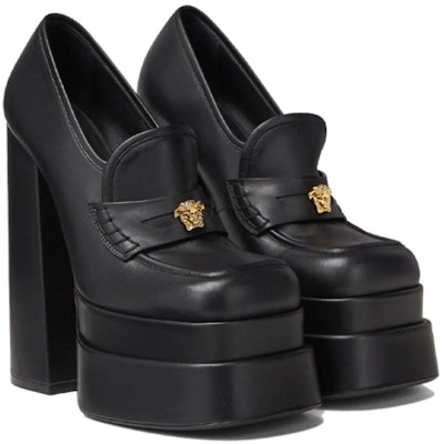(W) Versace Aevitas 155mm Kasut Loafer Bertapak Tinggi Kulit Hitam 1001790-DVT2P_1B00V Lookbook (W) Versace Aevitas 155mm Kasut Loafer Bertapak Tinggi Kulit Hitam 1001790-DVT2P_1B00V