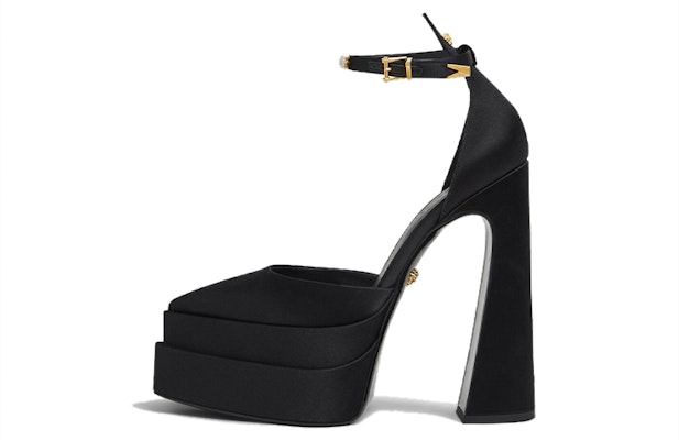 (W) ヴェルサーチ Aevitas 16cm プラットフォームパンプス (黒サテン) 1006899-1A00868_1B00V Buy (W) ヴェルサーチ Aevitas 16cm プラットフォームパンプス (黒サテン) 1006899-1A00868_1B00V