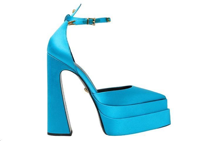(W) Versace Aevitas 160mm Pointy Platform Pumps Light Blue Satin 圖 2