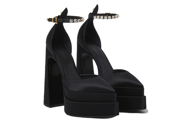 (W) Versace Aevitas 160mm Pointy Platform Pumps Black Satin 圖 2