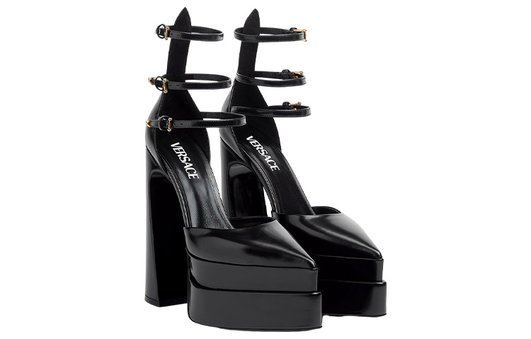 (W) Versace Aevitas 160mm Pointy Platform Pumps Black Patent Leather 圖 3
