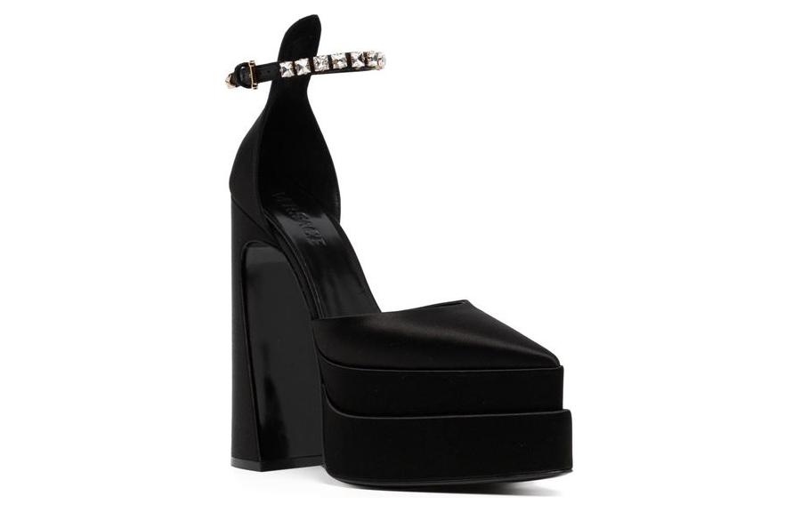 (W) Versace Aevitas 160mm Pointy Platform Pumps Black Satin 圖 5