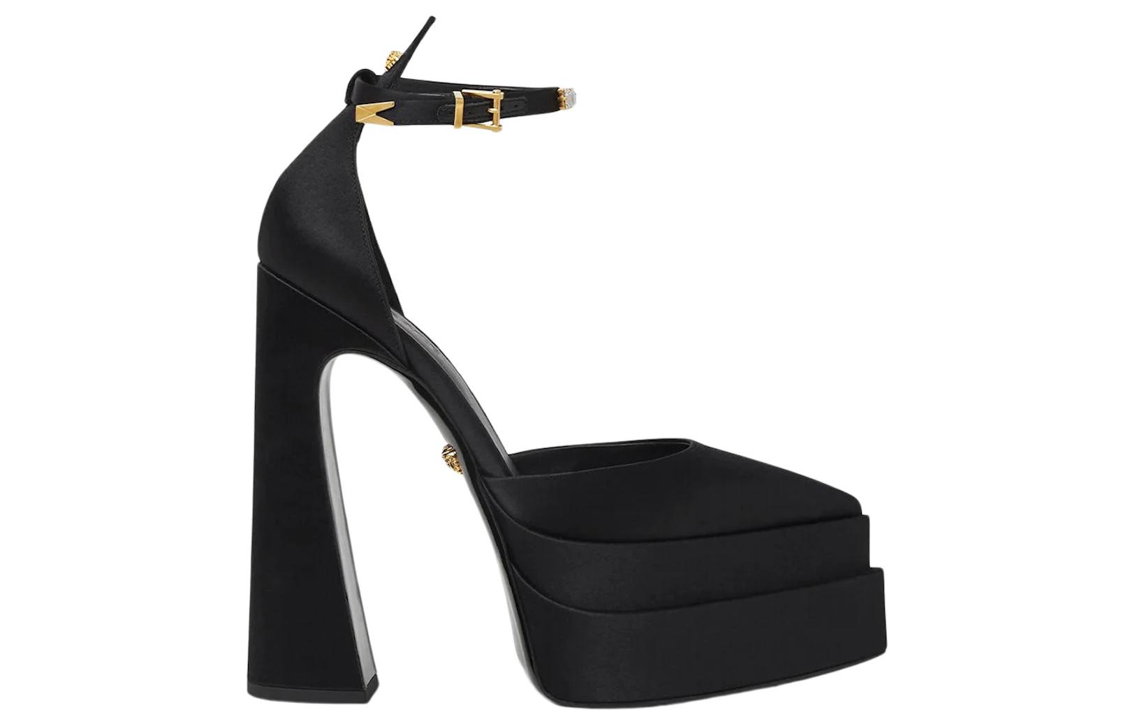 (W) Versace Aevitas 160mm Pointy Platform Pumps Black Satin 圖 6