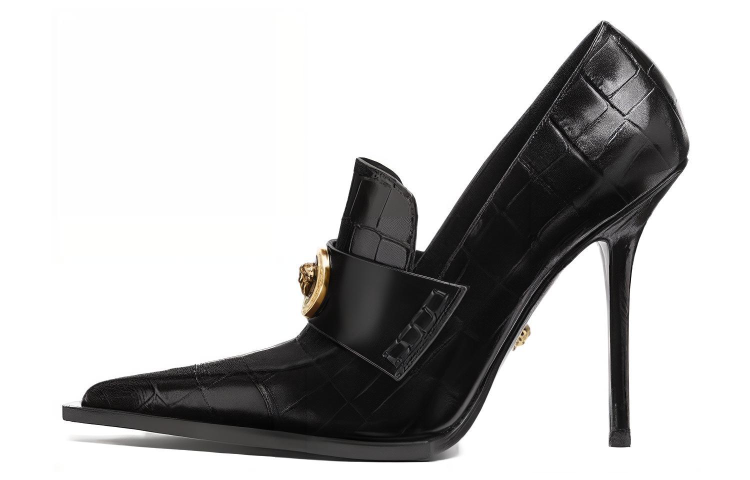 (W) Versace Alia High Heels 'Black Leather'