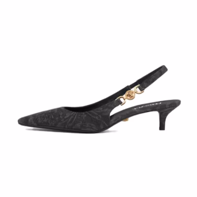(W) Versace Barocco Leather 4cm 'Black Stiletto'