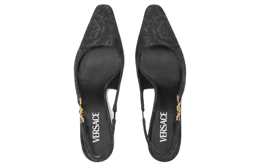 Shop (W) Versace Barocco Leather 4cm 'Tacón de Aguja Negro' 1012579-1A09371_1B00V