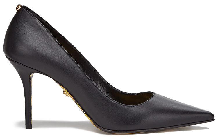 Order (Women) Versace Barocco Pointed Toe Leather High Heels 'Black' DST037M-DVT41_D41OH