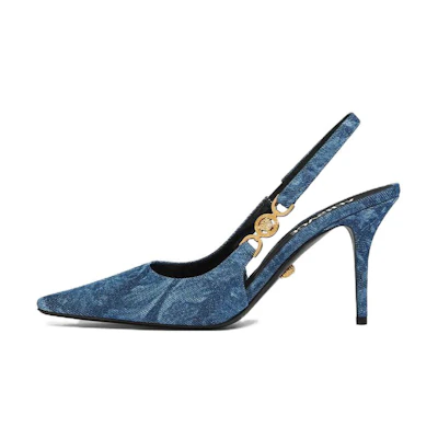 (W) Versace Barocco Pointed Toe Slingback Stiletto 'Blue'