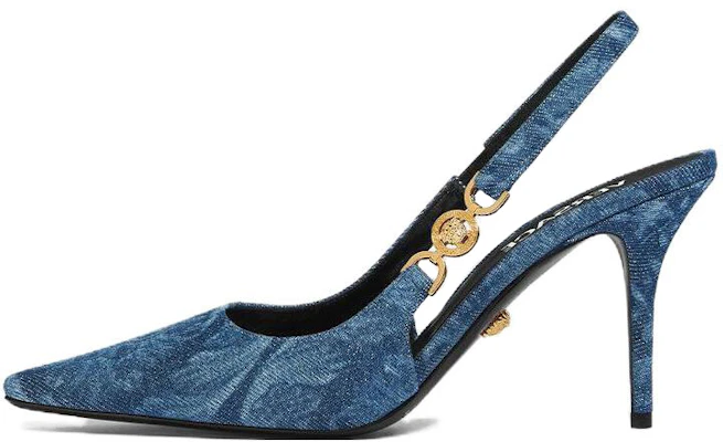 (W) Versace Barocco Puntige Slingback Stiletto ''Blauw'' 1012428-1A10019_1D06V Buy (W) Versace Barocco Puntige Slingback Stiletto ''Blauw'' 1012428-1A10019_1D06V
