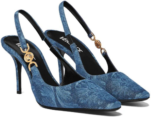 (W) Versace Barocco Puntige Slingback Stiletto ''Blauw'' 1012428-1A10019_1D06V Order (W) Versace Barocco Puntige Slingback Stiletto ''Blauw'' 1012428-1A10019_1D06V