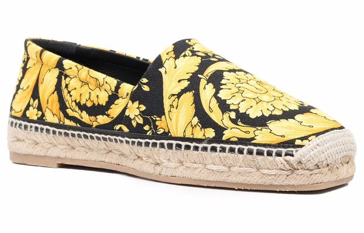 (W) Versace Baroque Print Canvas Flats 'Yellow Black' 圖 3