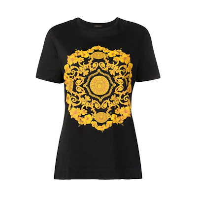 (Women) VERSACE Black Graphic Print Crew Neck Short Sleeve T-Shirt A82299-A201952-A1008