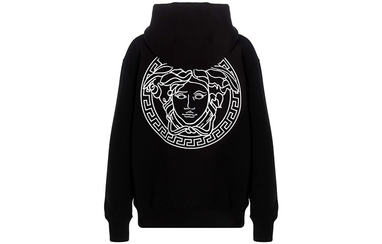 (Women) VERSACE Black Logo Print Fleece Zip-Up Hoodie Jacket 10010491-A01174-2B020 圖 3