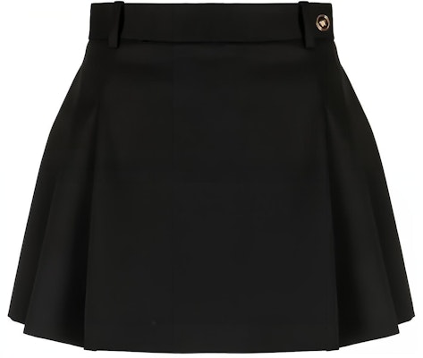 (W) VERSACE 黑色百褶迷你裙 搭配Logo鈕扣-低腰休閒裙 1007398-1A05158-1B000 Order (W) VERSACE 黑色百褶迷你裙 搭配Logo鈕扣-低腰休閒裙 1007398-1A05158-1B000