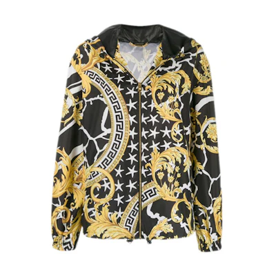 (Women) Versace Black Printed Zip-Up Hooded Jacket A84010-A231034-A7900