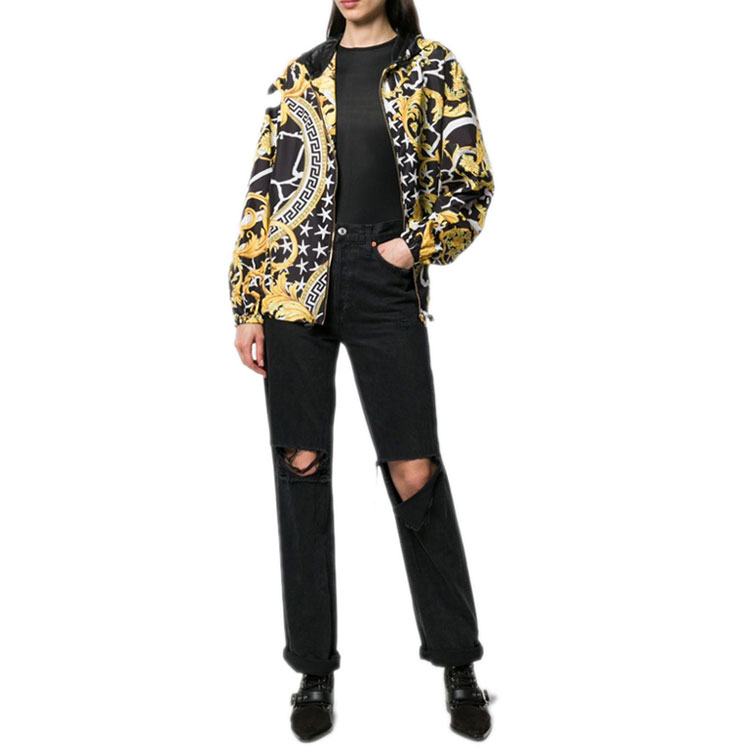 (Women) Versace Black Printed Zip-Up Hooded Jacket A84010-A231034-A7900 圖 3